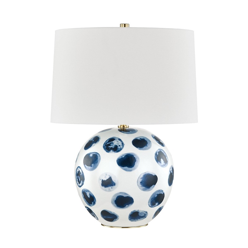 Hudson Valley L1448-WH/BD Blue Point One Light Table Lamp, White Bisque/Blue Dots