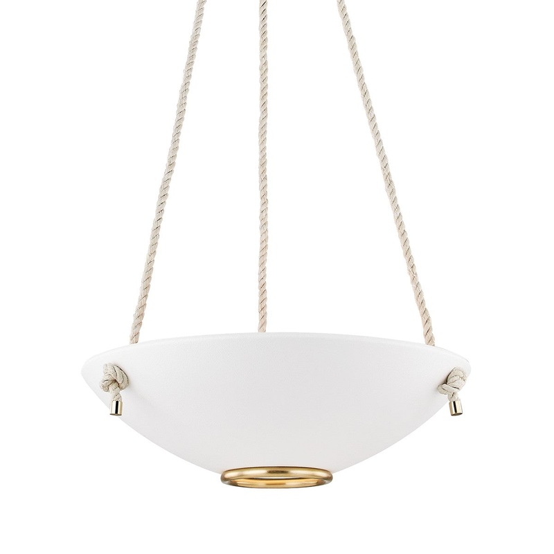 Hudson Valley MDS451-AGB/WP Plaster No.2 Three Light Pendant, Aged Brass/White Plaster (Discontinued)