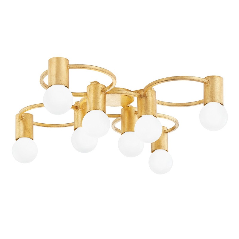 Mitzi H413608-GL Hope Eight Light Semi Flush Mount, Gold Leaf
