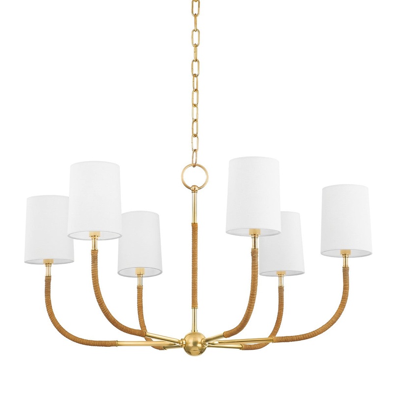 Hudson Valley 3534-AGB Webson Six Light Chandelier, Aged Brass