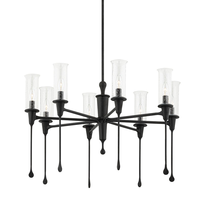 Hudson Valley 4131-BI Chisel Eight Light Chandelier, Black Iron