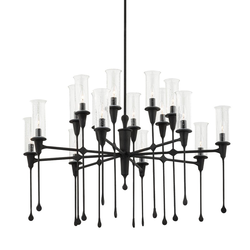 Hudson Valley 4142-BI Chisel 16 Light Chandelier, Black Iron