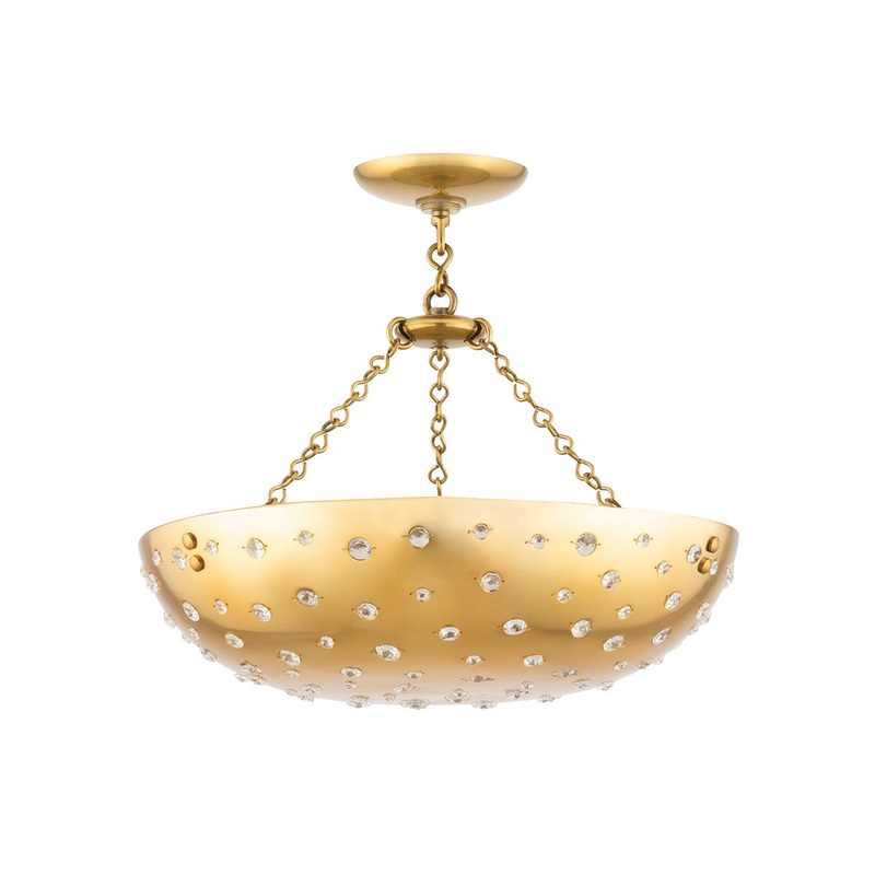 Hudson Valley 4618-AGB Dalton Four Light Pendant, Aged Brass (Discontinued)