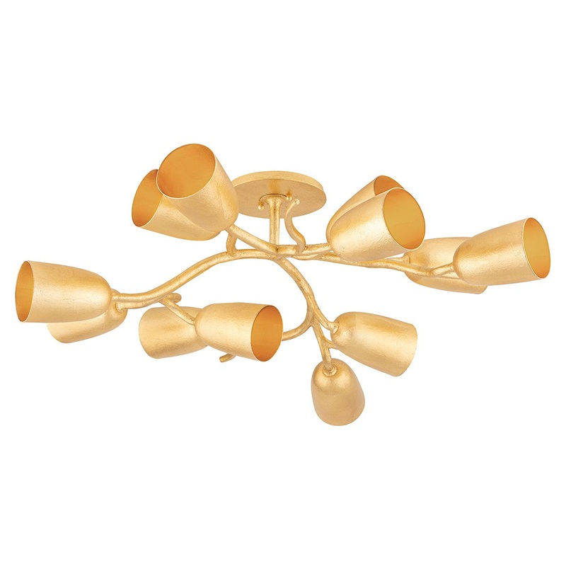 Hudson Valley 5045-GL Vine 12 Light Semi Flush Mount, Gold Leaf (Discontinued)