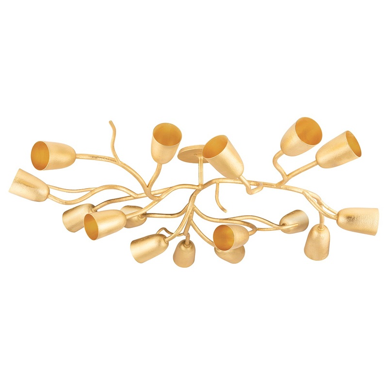 Hudson Valley 5067-GL Vine 16 Light Semi Flush Mount, Gold Leaf (Discontinued)