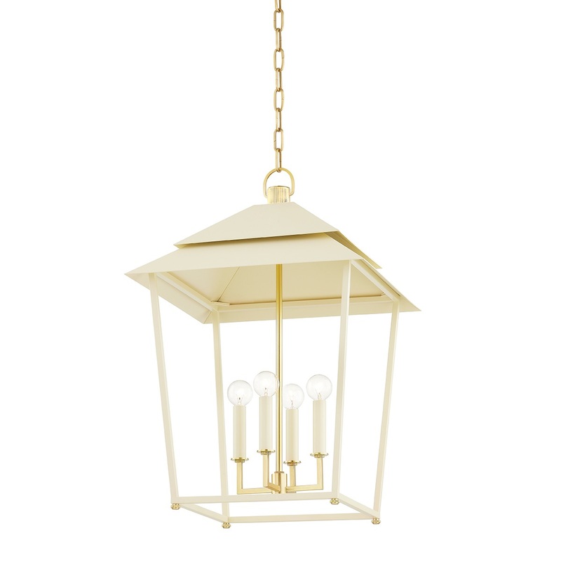 Hudson Valley 5127-AGB/SSD Natick Four Light Lantern, Aged Brass
