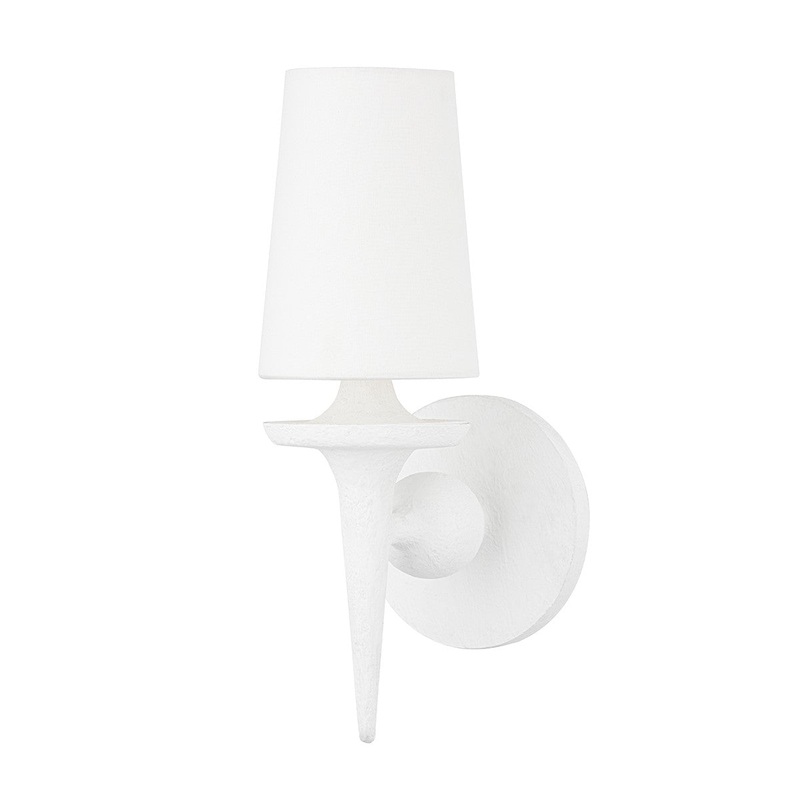 Hudson Valley 6601-WP Torch One Light Wall Sconce, White Plaster