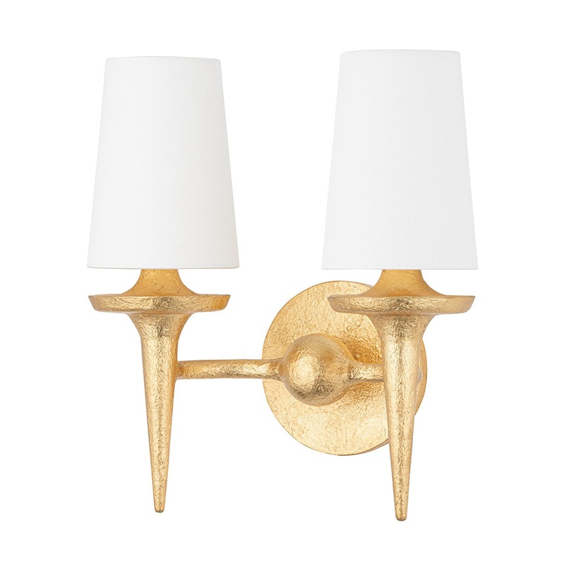 Hudson Valley 6602-GL Torch Two Light Wall Sconce, Gold Leaf (Discontinued)