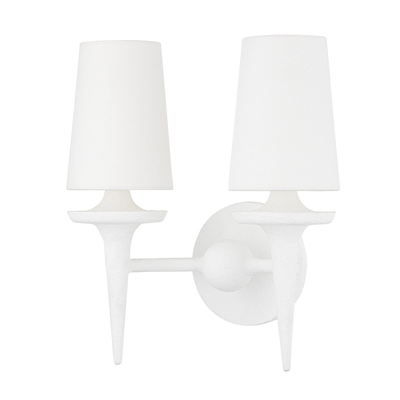 Hudson Valley 6602-WP Torch Two Light Wall Sconce, White Plaster