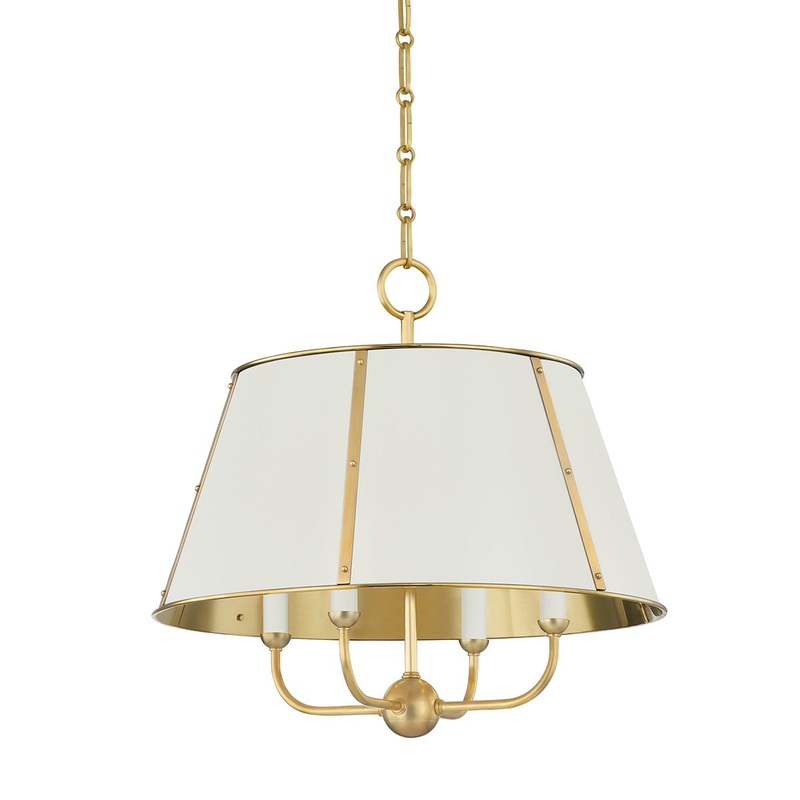 Hudson Valley MDS120-AGB/OW Cambridge Four Light Chandelier, Aged Brass/Off White