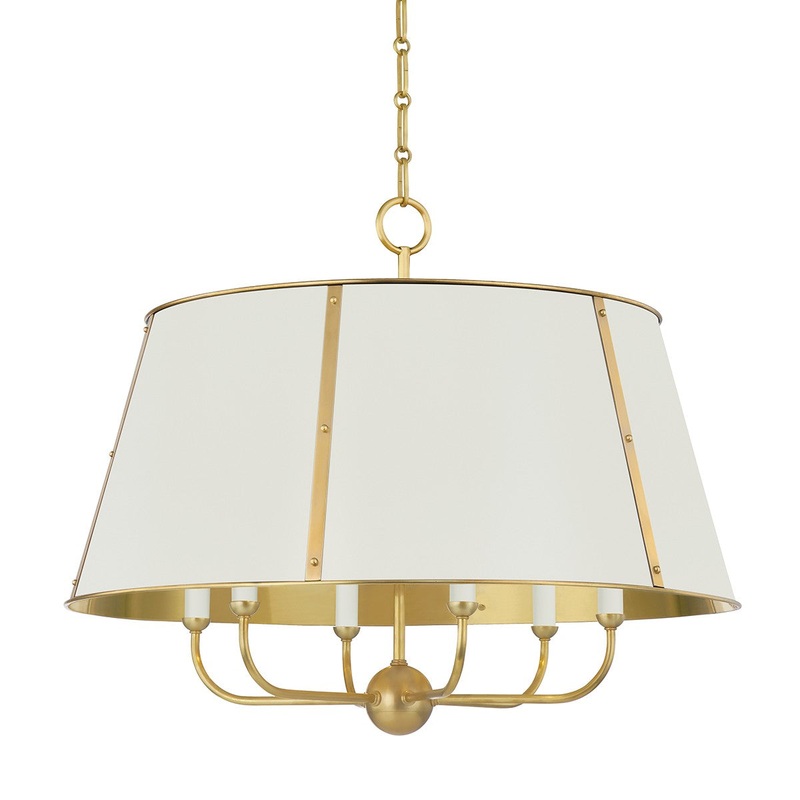 Hudson Valley MDS121-AGB/OW Cambridge Six Light Chandelier, Aged Brass/Off White