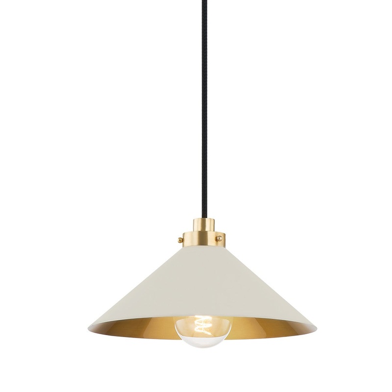 Hudson Valley MDS1401-AGB/OW Clivedon One Light Pendant, Aged Brass