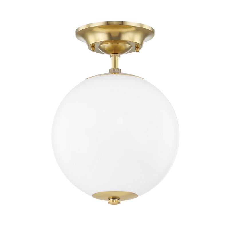 Hudson Valley MDS703-AGB Sphere No.1 One Light Semi Flush Mount, Aged Brass