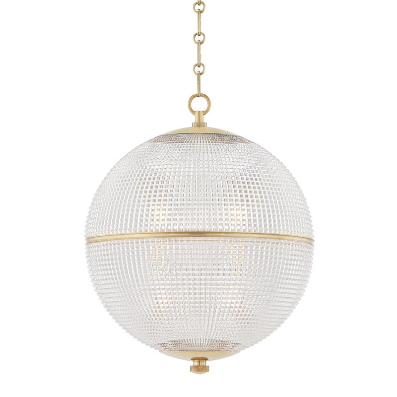 Hudson Valley MDS801-AGB Sphere No. 3 One Light Pendant, Aged Brass