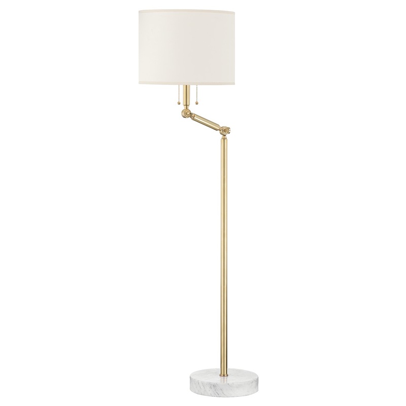 Hudson Valley MDSL151-AGB Essex Two Light Floor Lamp, Aged Brass