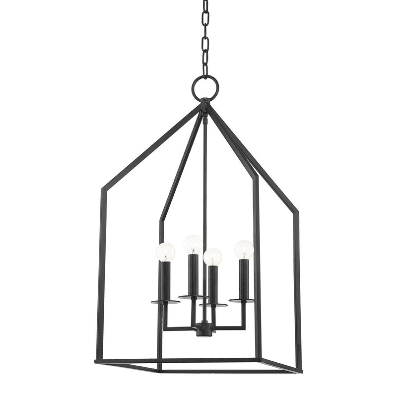 Mitzi H514704L-AI Lena Four Light Pendant, Aged Iron