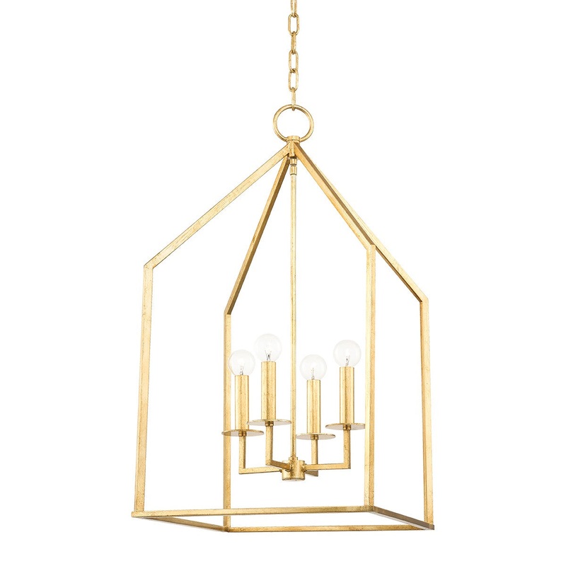 Mitzi H514704L-GL Lena Four Light Pendant, Gold Leaf