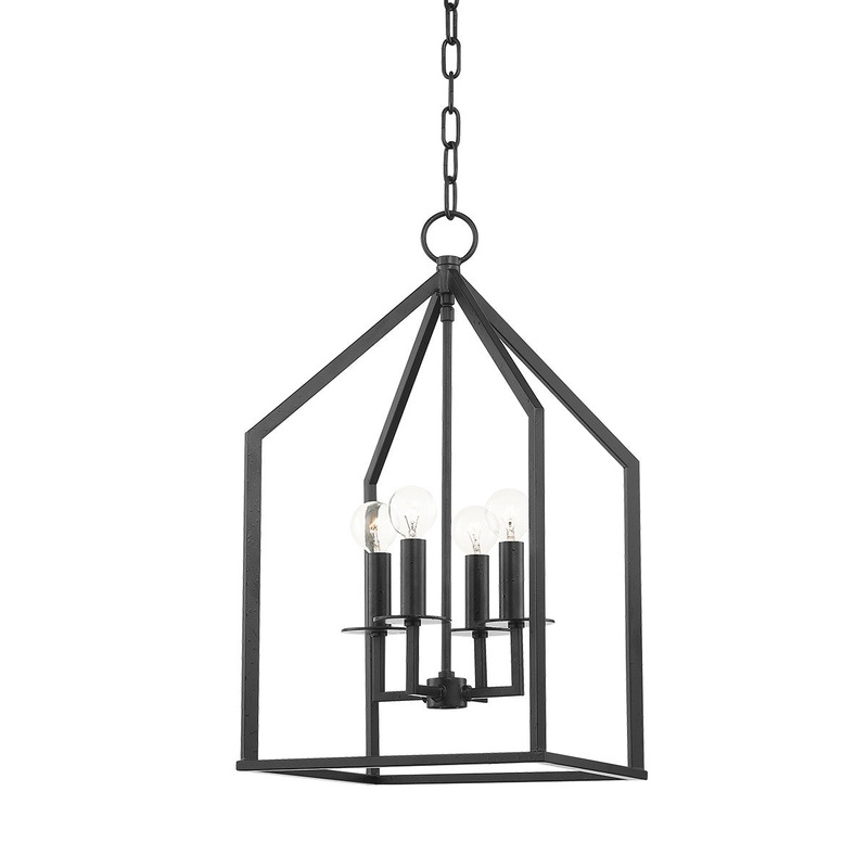 Mitzi H514704S-AI Lena Four Light Pendant, Aged Iron