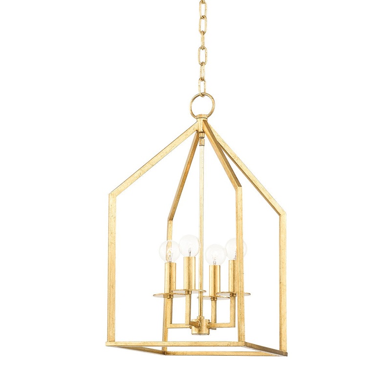 Mitzi H514704S-GL Lena Four Light Pendant, Gold Leaf