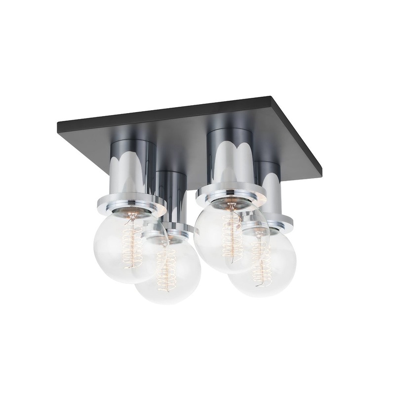 Mitzi H526504-PC/SBK Brandi Four Light Flush Mount, Polished Chrome/Soft Black