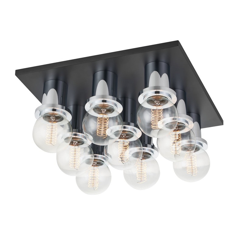 Mitzi H526509-PC/SBK Brandi Nine Light Flush Mount, Polished Chrome/Soft Black