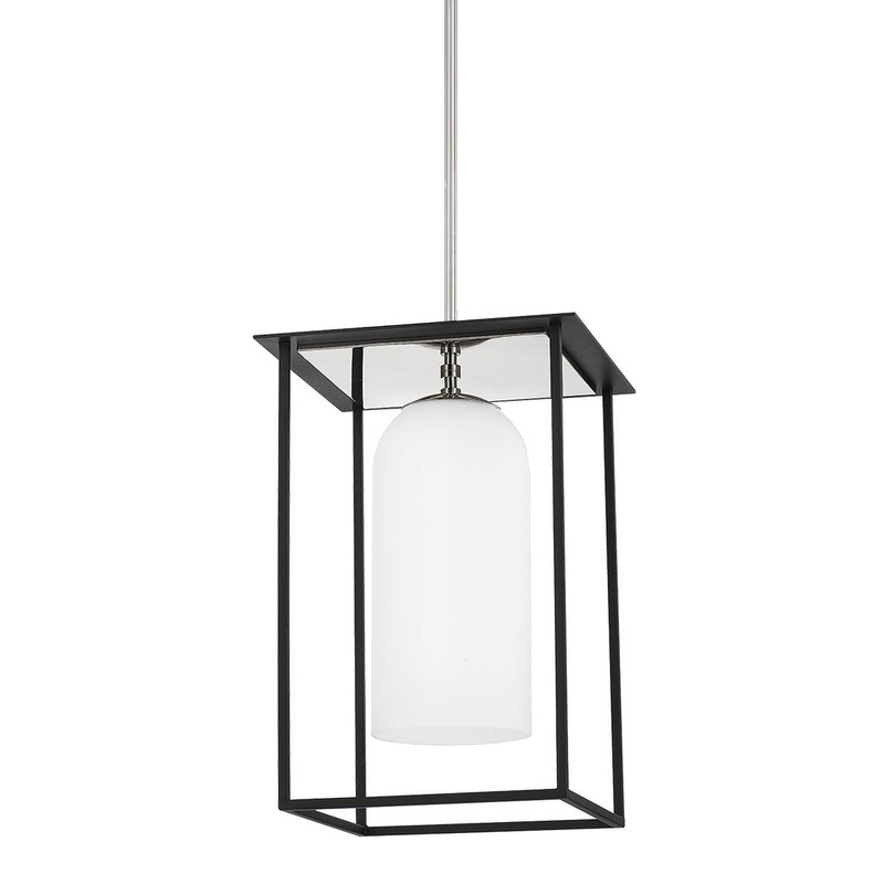 Mitzi H644701S-PN/TBK Teres One Light Pendant, Polished Nickel/Textured Black Combo