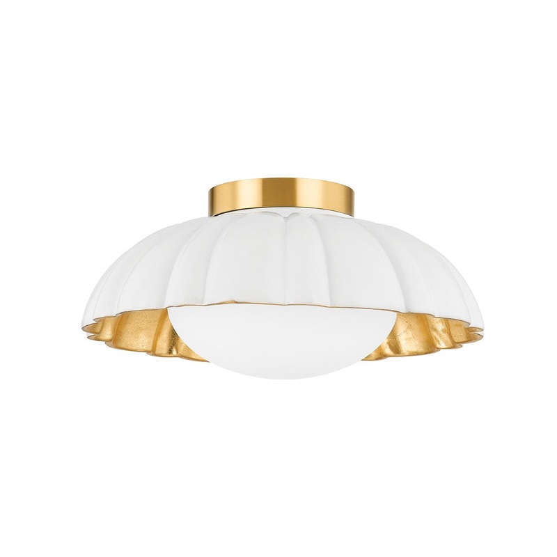 Mitzi H666501-AGB/CSW Penelope One Light Flush Mount, Aged Brass