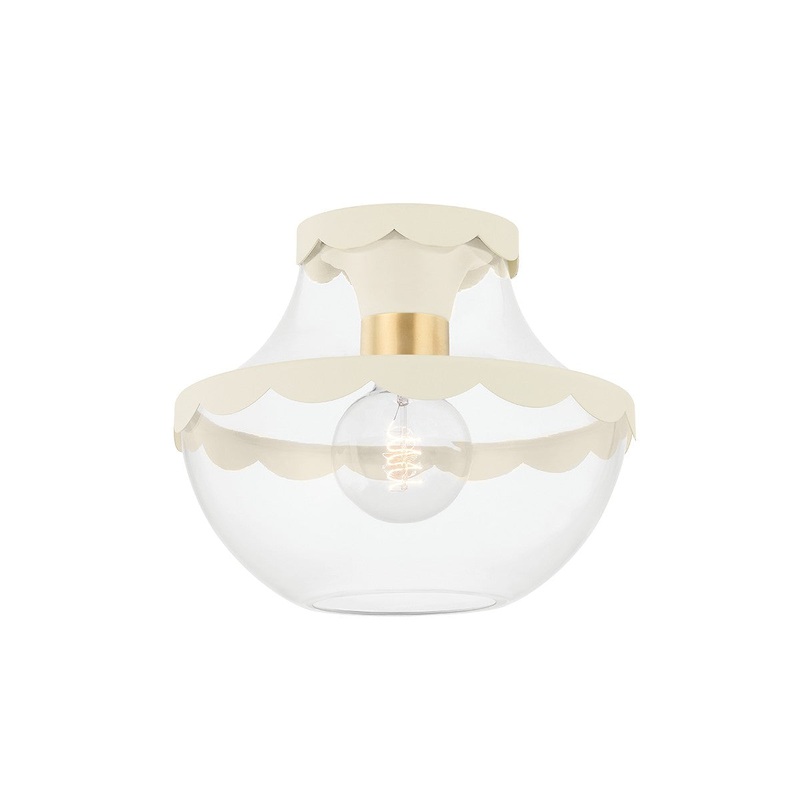 Mitzi H668601-AGB/SCR Alaina One Light Semi Flush Mount, Aged Brass