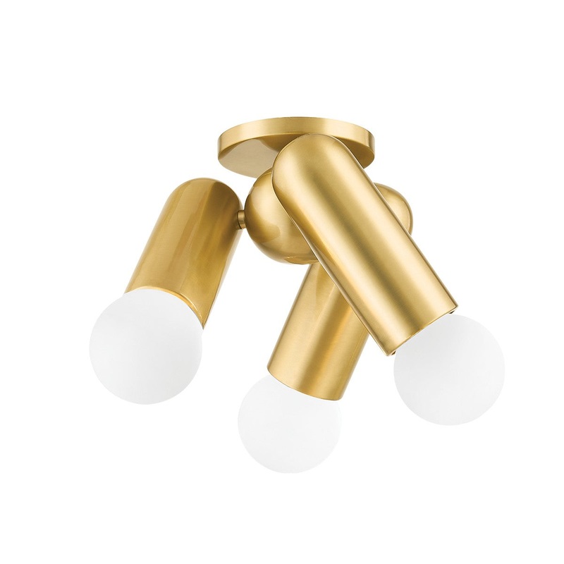 Mitzi H720503-AGB Lolly Three Light Flush Mount, Aged Brass