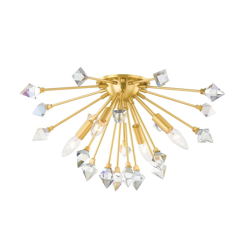 Mitzi H727504-AGB Genesis Four Light Flush Mount, Aged Brass