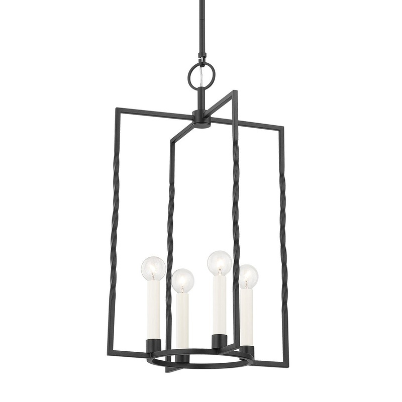 Mitzi H731704L-TBK Adelaide Four Light Lantern, Textured Black