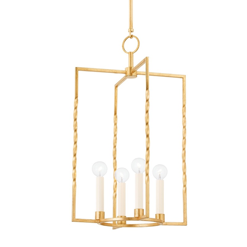 Mitzi H731704L-VGL Adelaide Four Light Lantern, Vintage Gold Leaf