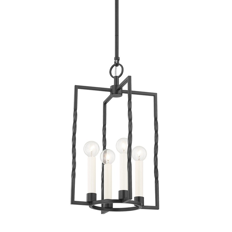 Mitzi H731704S-TBK Adelaide Four Light Lantern, Textured Black