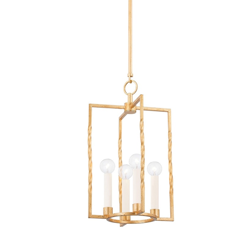 Mitzi H731704S-VGL Adelaide Four Light Lantern, Vintage Gold Leaf