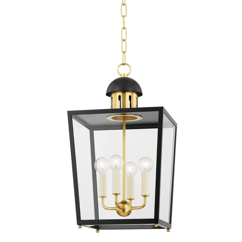 Mitzi H737704S-AGB/SBK June Four Light Lantern, Aged Brass