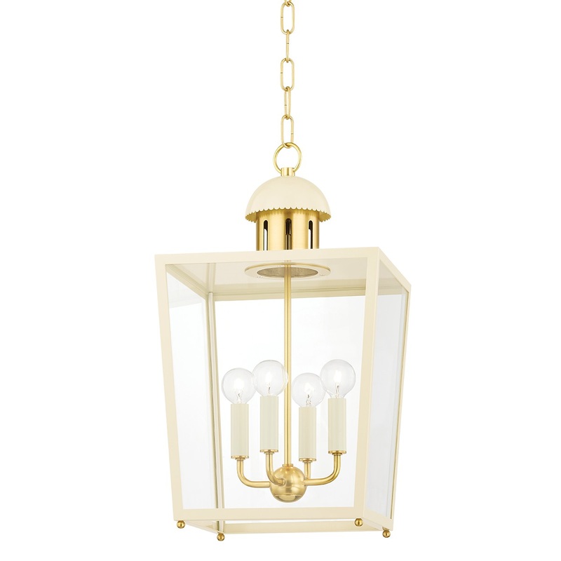Mitzi H737704S-AGB/SCR June Four Light Lantern, Aged Brass