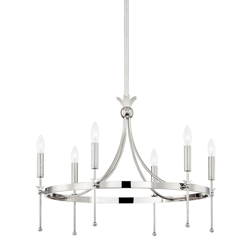 Hudson Valley 4327-PN Gates Six Light Chandelier, Polished Nickel