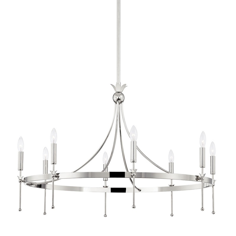 Hudson Valley 4338-PN Gates Eight Light Chandelier, Polished Nickel