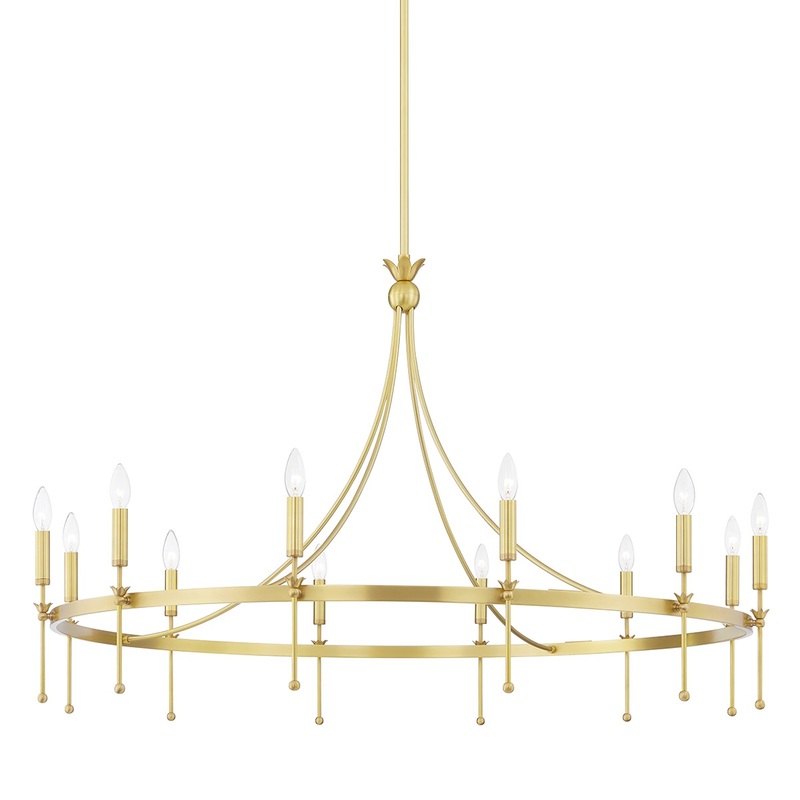 Hudson Valley 4351-AGB Gates 12 Light Chandelier, Aged Brass