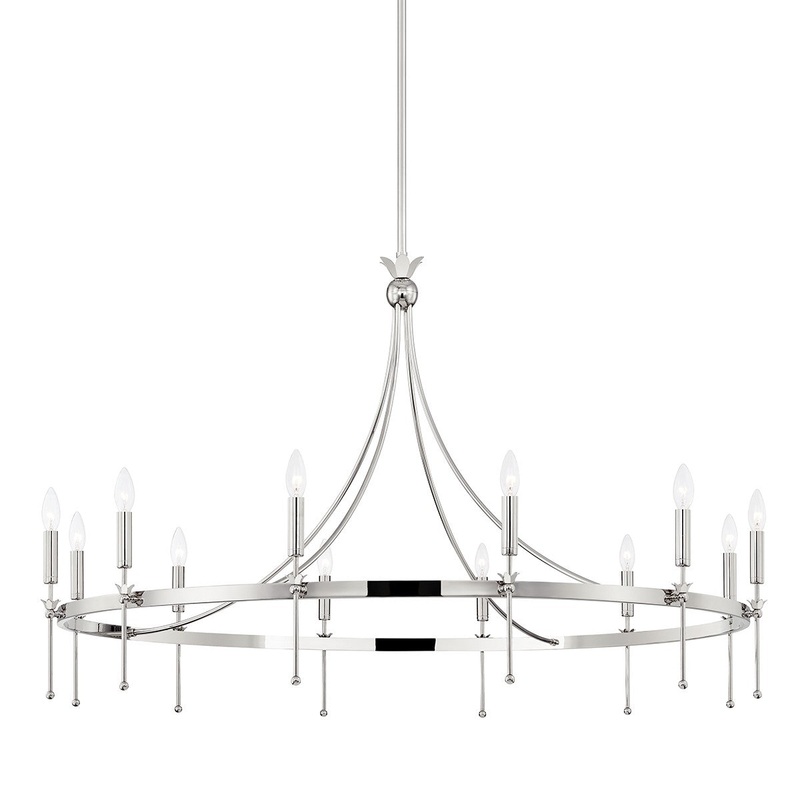 Hudson Valley 4351-PN Gates 12 Light Chandelier, Polished Nickel