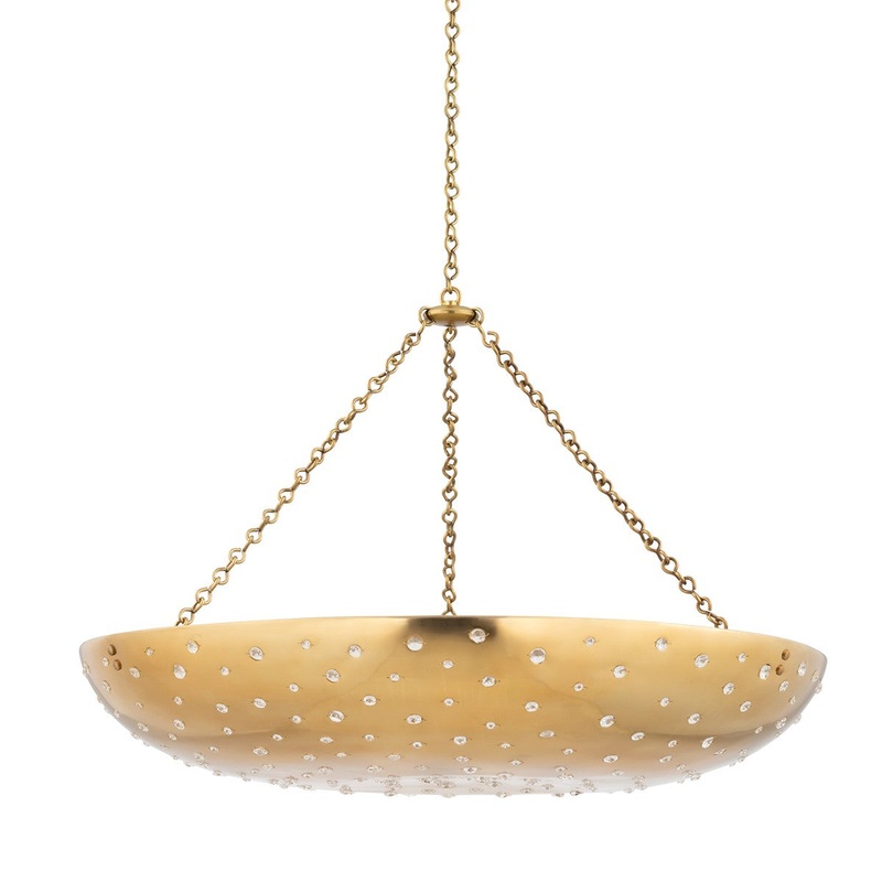 Hudson Valley 4636-AGB Dalton Nine Light Pendant, Aged Brass (Discontinued)