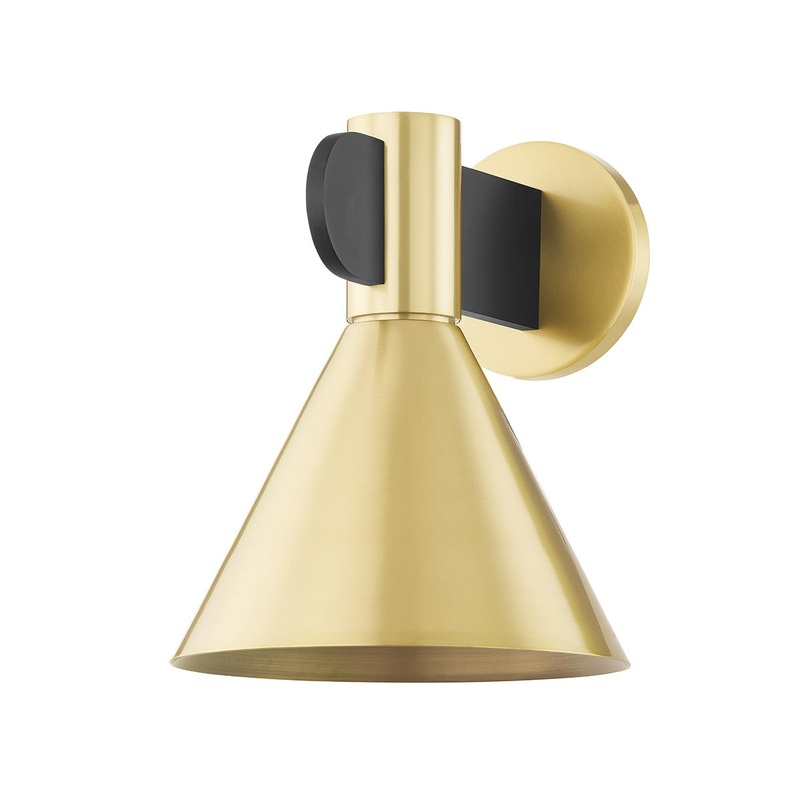Hudson Valley 4910-AGB/SBK Cranston One Light Wall Sconce, Aged Brass