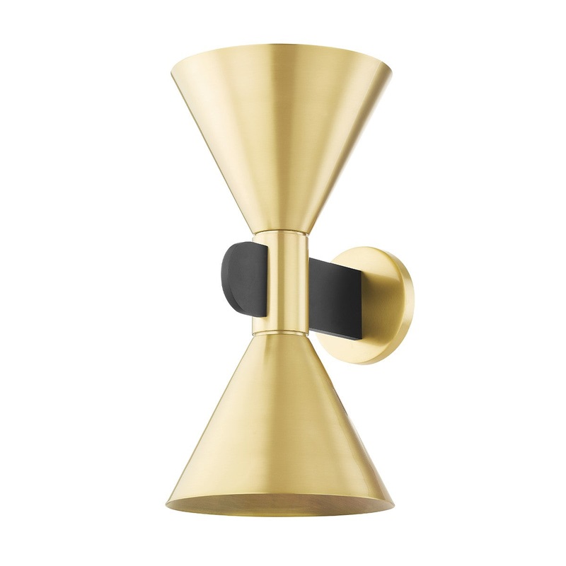 Hudson Valley 4916-AGB/SBK Cranston Two Light Wall Sconce, Aged Brass