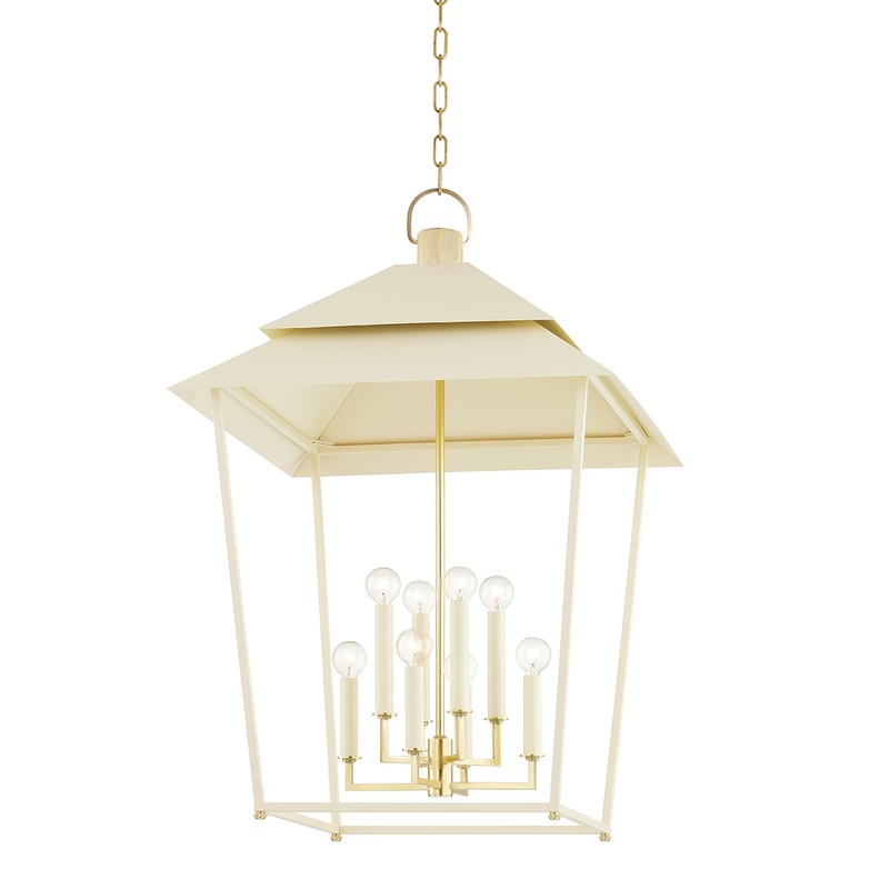 Hudson Valley 5138-AGB/SSD Natick Eight Light Lantern, Aged Brass