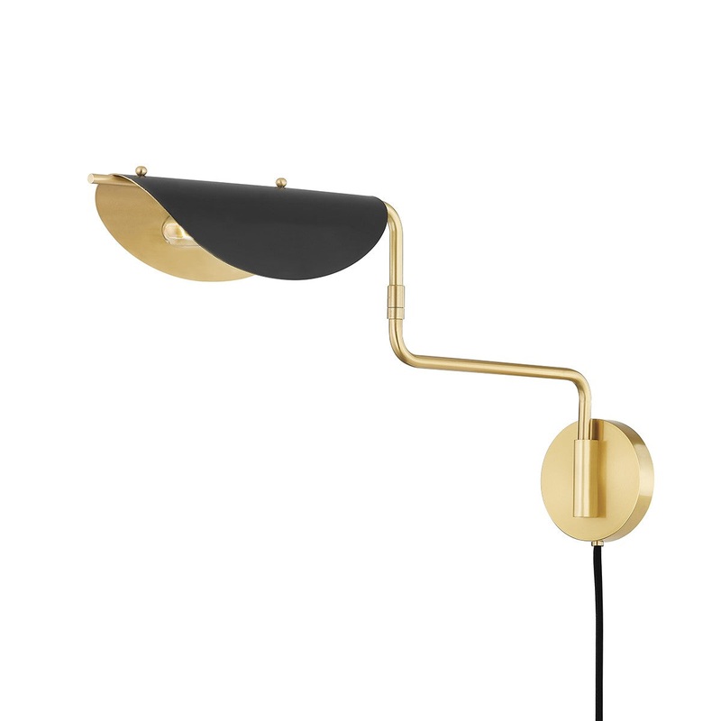 Hudson Valley 5213-AGB/SBK Suffield One Light Portable Wall Sconce, Aged Brass/Soft Black