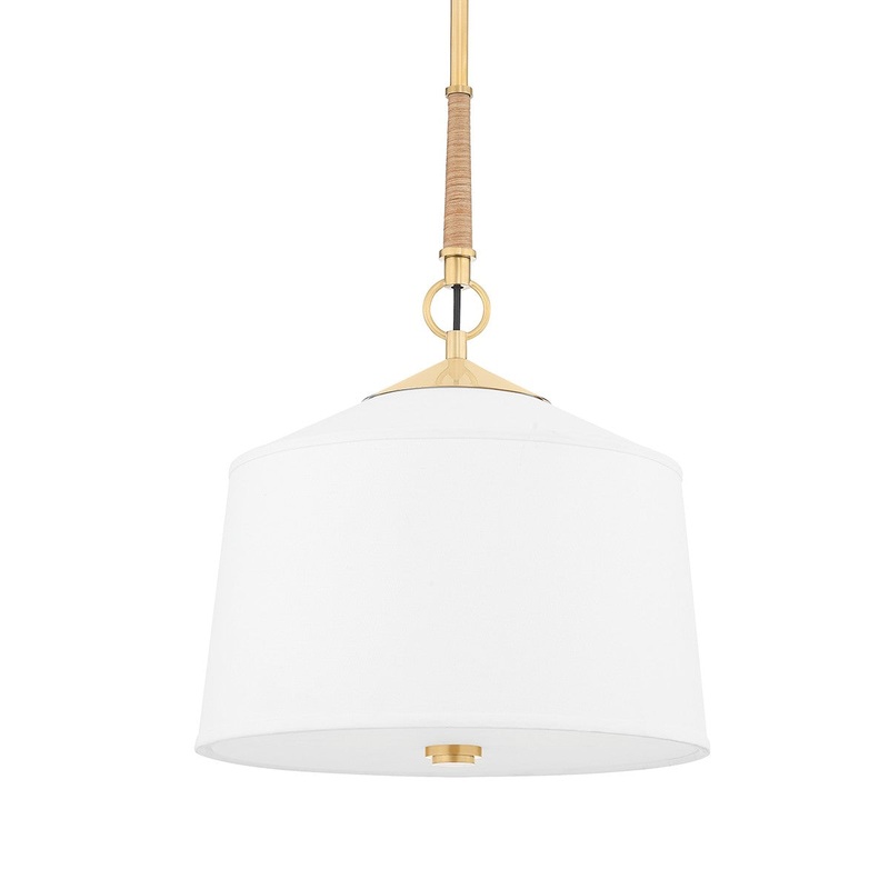 Hudson Valley 5214-AGB White Plains One Light Pendant, Aged Brass
