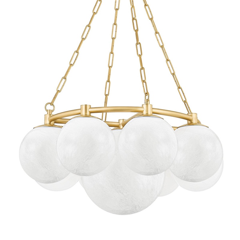 Hudson Valley 5229-AGB Thornwood Nine Light Chandelier, Aged Brass