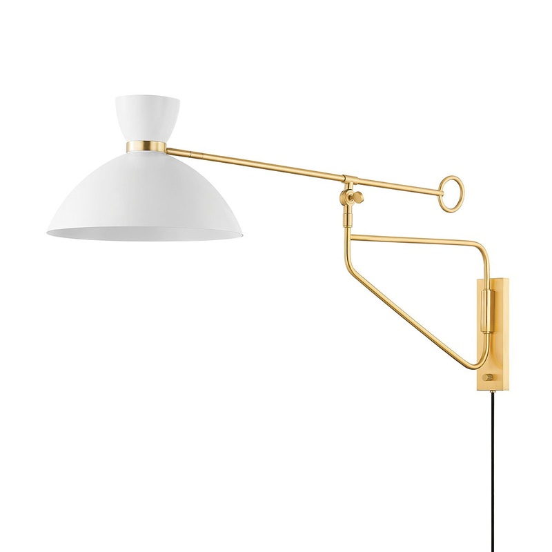 Hudson Valley 8514-AGB/SWH Cranbrook One Light Portable Wall Sconce, Aged Brass/Soft White