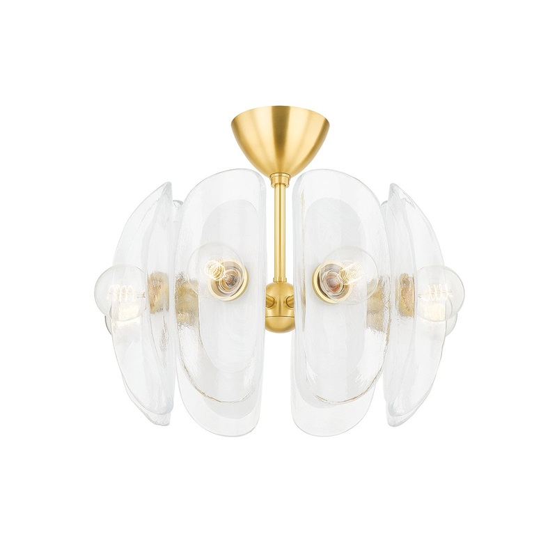 Hudson Valley 9122-AGB Hilo Eight Light Semi Flush Mount, Aged Brass