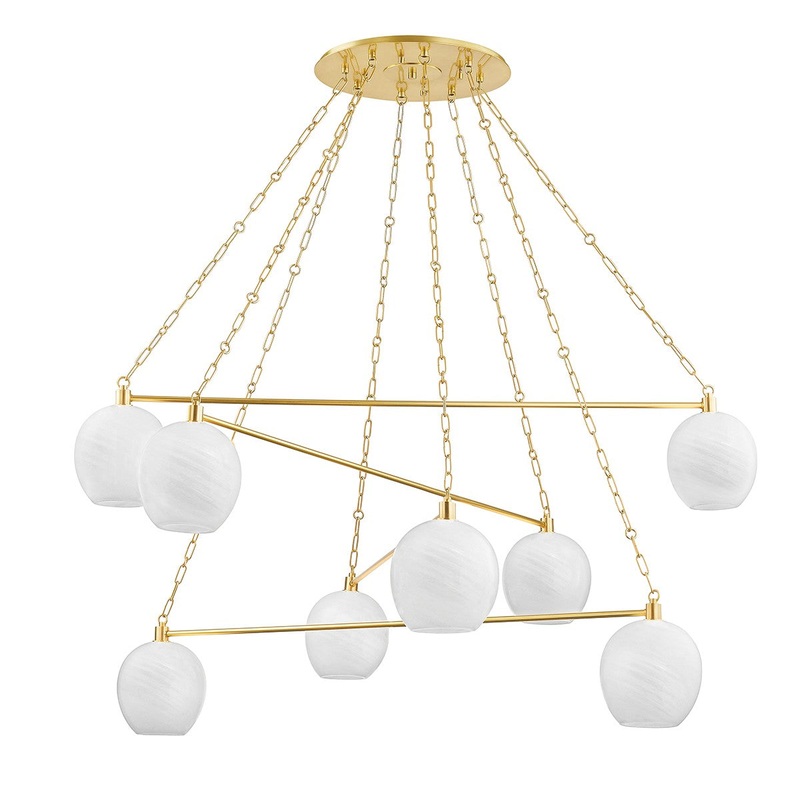 Hudson Valley 9155-AGB Asbury Park Eight Light Chandelier, Aged Brass